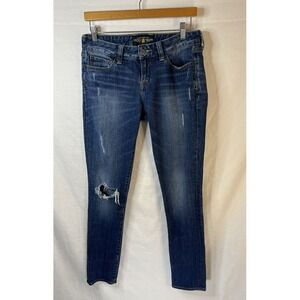 Lucky Brand Women's Size 8/29 Lola Skinny Jeans Dark Wash Distressed W/ Holes
